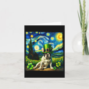 Cartão Cachorro francês Starry Night Saint Patricks Day D
