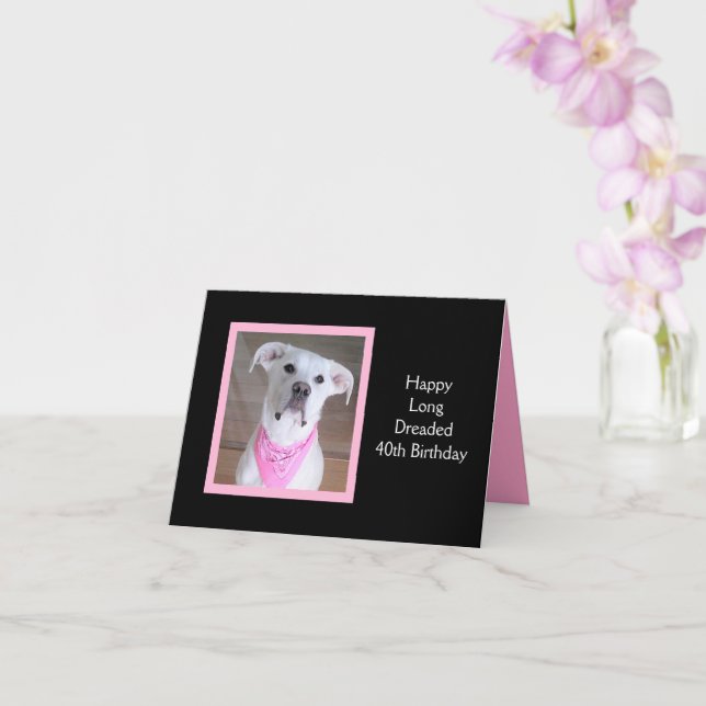 Cartão Cachorro Gelado com Olhos Cansados Quarenta, Rosa  (Orquídea)