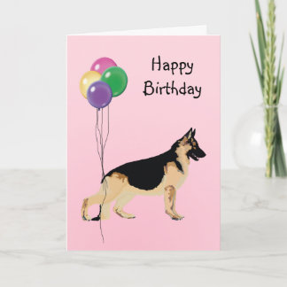 Cartão Cachorro german shepherd, Balões de Aniversário