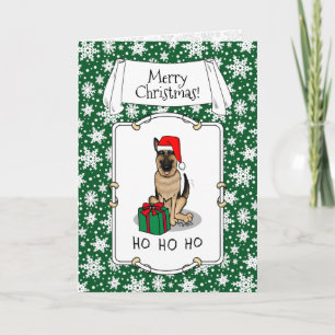 Cartão Cachorro German shepherd de Natal Santa Hat