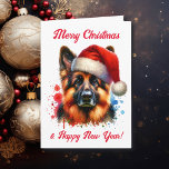 Cartão Cachorro german shepherd no Natal<br><div class="desc">Se você ama German shepherd e quer um cartão de Natal bonito,  então aqui vai você! Um German shepherd de arte em Santa Hat,  estilo aquoso e bonito.</div>