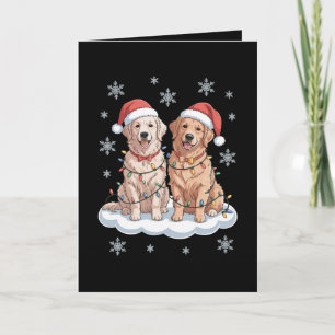 Cartão Cachorro Golden Retriever Chapéu de Papai Noel Luz