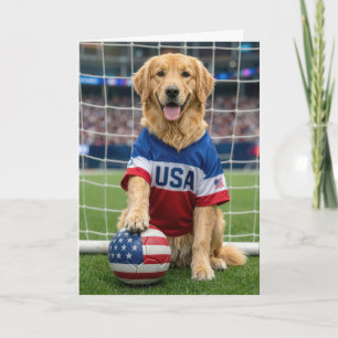 Cartão Cachorro Golden Retriever de Aniversário Jogador d