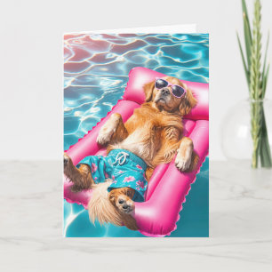 Cartão Cachorro Golden Retriever de Aniversário Relaxando