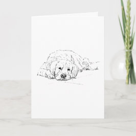 Cartão Cachorro Golden Retriever Dormindo, Desenho de Cac