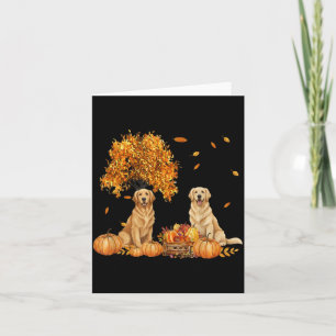 Cartão Cachorro Golden Retriever Folha de Outono Dia das