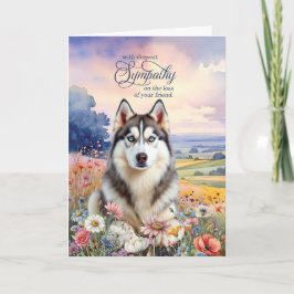 Cartão Cachorro Husky Campo de Flores Silvestres Simpatia