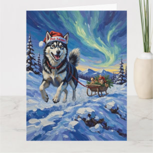 Cartão Cachorro Husky Siberiano Corrida de Trenó Ártico C