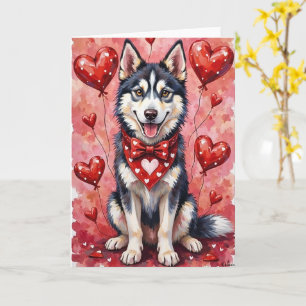 Cartão Cachorro Husky Siberiano do Dia dos Namorados Sent