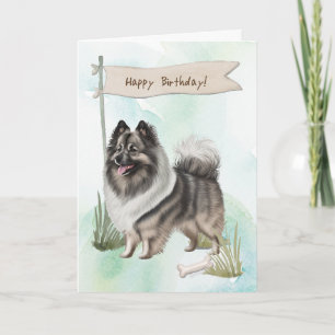 Cartão Cachorro Keeshond Criado Lá Fora Sob Sinal De Aniv