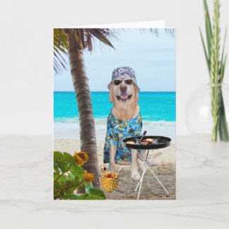 Cartão Cachorro/Laboratório Engraçado em Camisa Havaiana