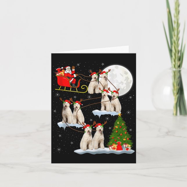 Cartão Cachorro Labradoodle Papai Noel Trenó Voador Diver (Frente)