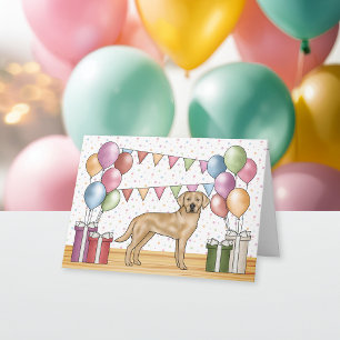 Cartão Cachorro Labrador Retriever Amarelo Aniversário Co