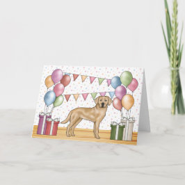 Cartão Cachorro Labrador Retriever Amarelo Aniversário Co
