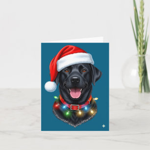 Cartão Cachorro Labrador Retriever Preto de Natal Chapéu