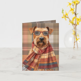 Cartão Cachorro Lakeland Terrier Xadrez Outono Monogramad
