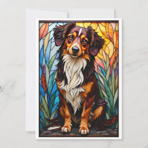 Cartão Cachorro Misturado Estilo Vidro Colorido Flat