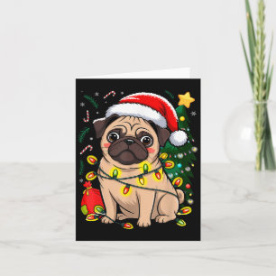 Cartão Cachorro Natal Clause Pug Puppy X mas