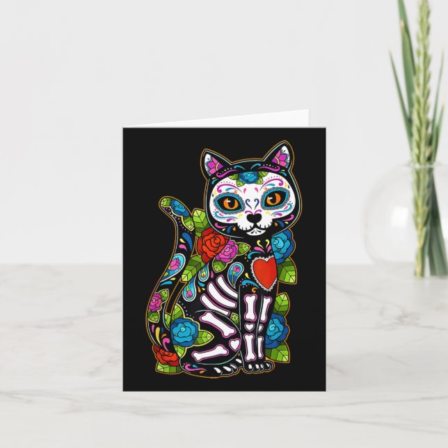 Cartão Cachorro Negro de Açúcar De Los Muertos Catrina Di (Frente)
