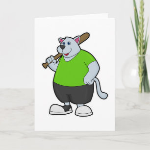 Cartão Cachorro no Baseball com bastão de beisebol