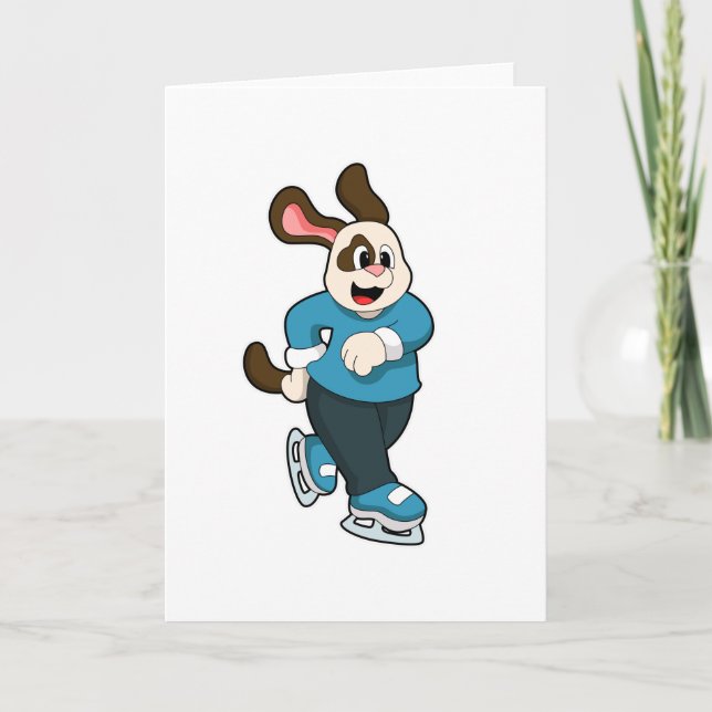 Cartão Cachorro no patinação no gelo com patins de gelo (Frente)
