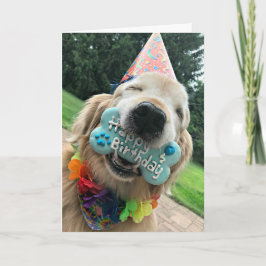 Cartão Cachorro ouro De Retriever Com Feliz Aniversário