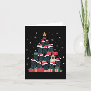 Cartão Cachorro Papai noel de Natal Black Pug Cachorro Fe