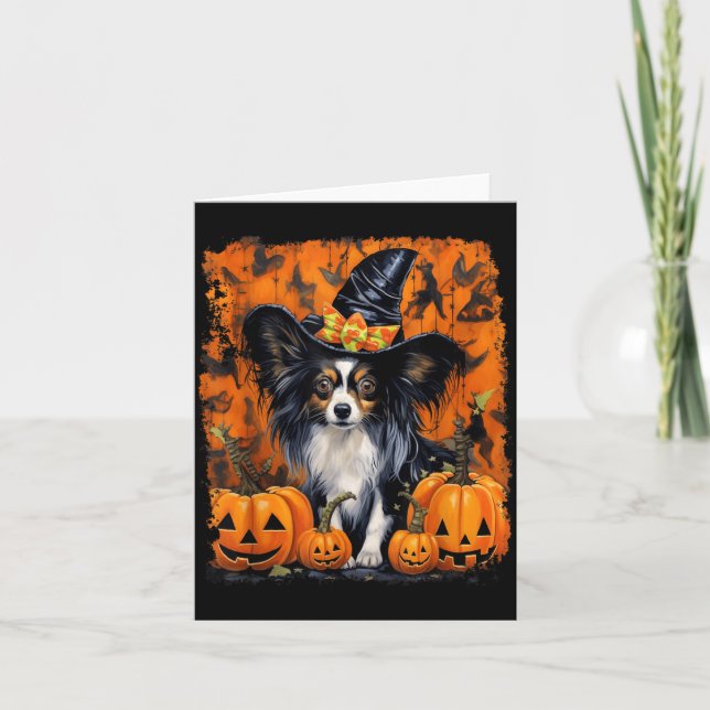 Cartão Cachorro Papillon Halloween (Frente)