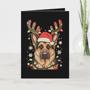 Cartão Cachorro Pastor Alemão Árvore de Natal Luzes de Na