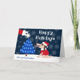 Cartão Cachorro-Pet com Árvore de Natal e Papais noeis