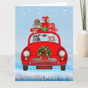 Cartão Cachorro Pitbull No Carro Com Papai Noel