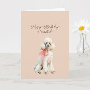 Cartão Cachorro Poodle Branco Feliz Aniversário Linda