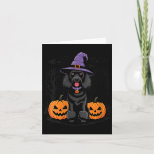 Cartão Cachorro Poodle Padrão Preto de Bruxa de Halloween