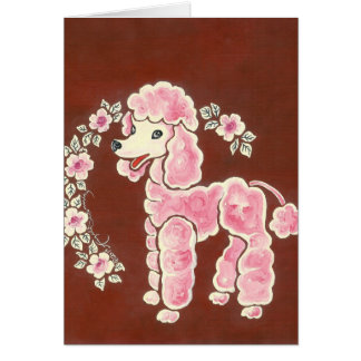 Cartão Cachorro Poodle Rosa Fofo Feminino