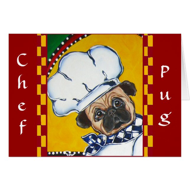 Cartão Cachorro Pug Chef Fofo (Frente Horizontal)