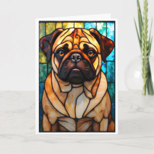 Cartão Cachorro Pug em Estilo de Vitral