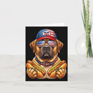 Cartão cachorro-quente mastim 4 de julho engraçado patrió