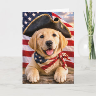 Cartão Cachorro Retriever de Aniversário Vestindo um Chap