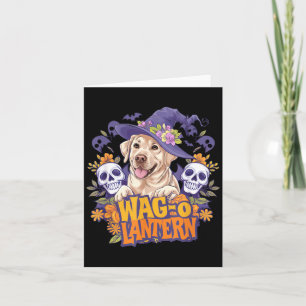 Cartão Cachorro Retriever Dourado de Halloween Feiticeira
