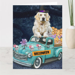 Cartão Cachorro Retriever Dourado No Caminhão De Hallowee