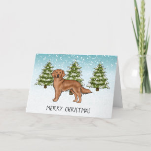 Cartão Cachorro Retriever Dourado Vermelho Natal Alegre