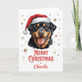 Cartão Cachorro Rottweiler Personalizado Feliz Natal
