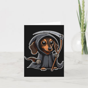 Cartão Cachorro Salsicha Halloween Dachshund Ceifador