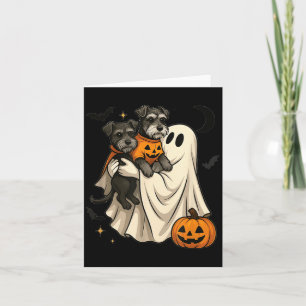 Cartão Cachorro Schnauzer Miniatura Fantasma Halloween