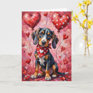Cartão Cachorro sentado Bluetick Coonhound no Dia dos Nam
