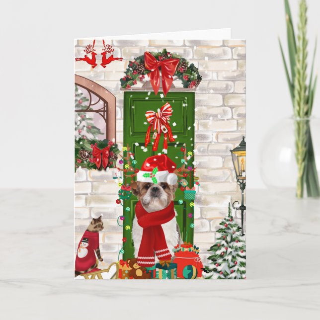 Cartão Cachorro Shih Tzu Natal  (Frente)