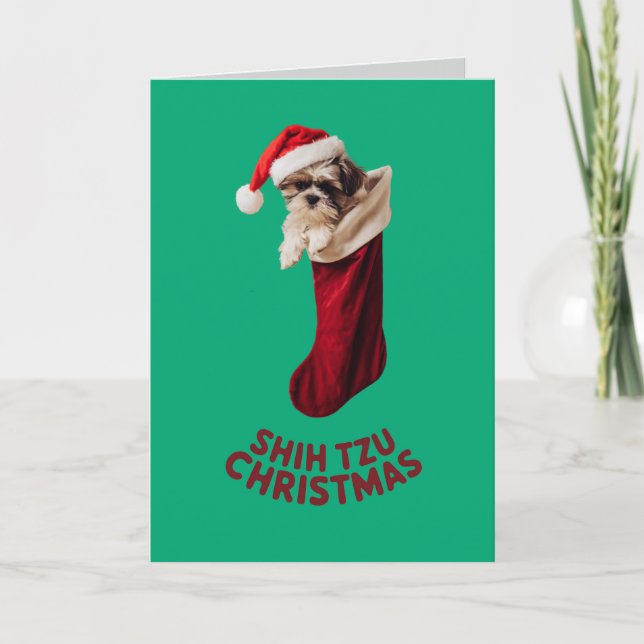 Cartão Cachorro Shih Tzu Natal Fofo  (Frente)