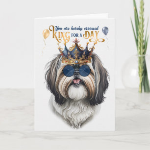 Cartão Cachorro Shih Tzu Rei por um Dia Aniversário Diver