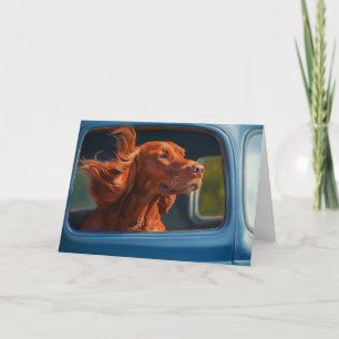 Cartão Cachorro Vermelho Desfrutando da Impressão de Arca