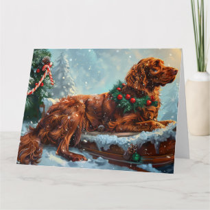 Cartão Cachorro Vermelho Irlandês Festivo
